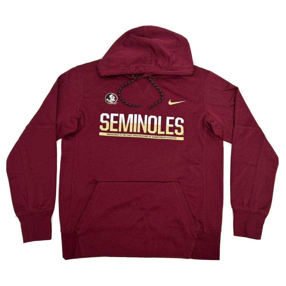 Florida State Seminoles Sweatshirt Men M Burgundy Nike Therma Fit‎ Fleece Hoodie